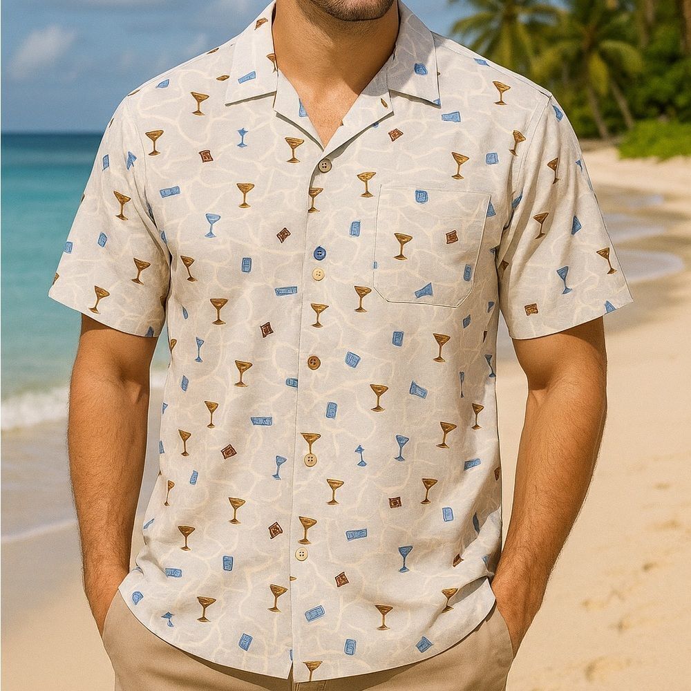 MAXX Vintage Men’s Aloha Hawaiian Drink Shirt Size Large